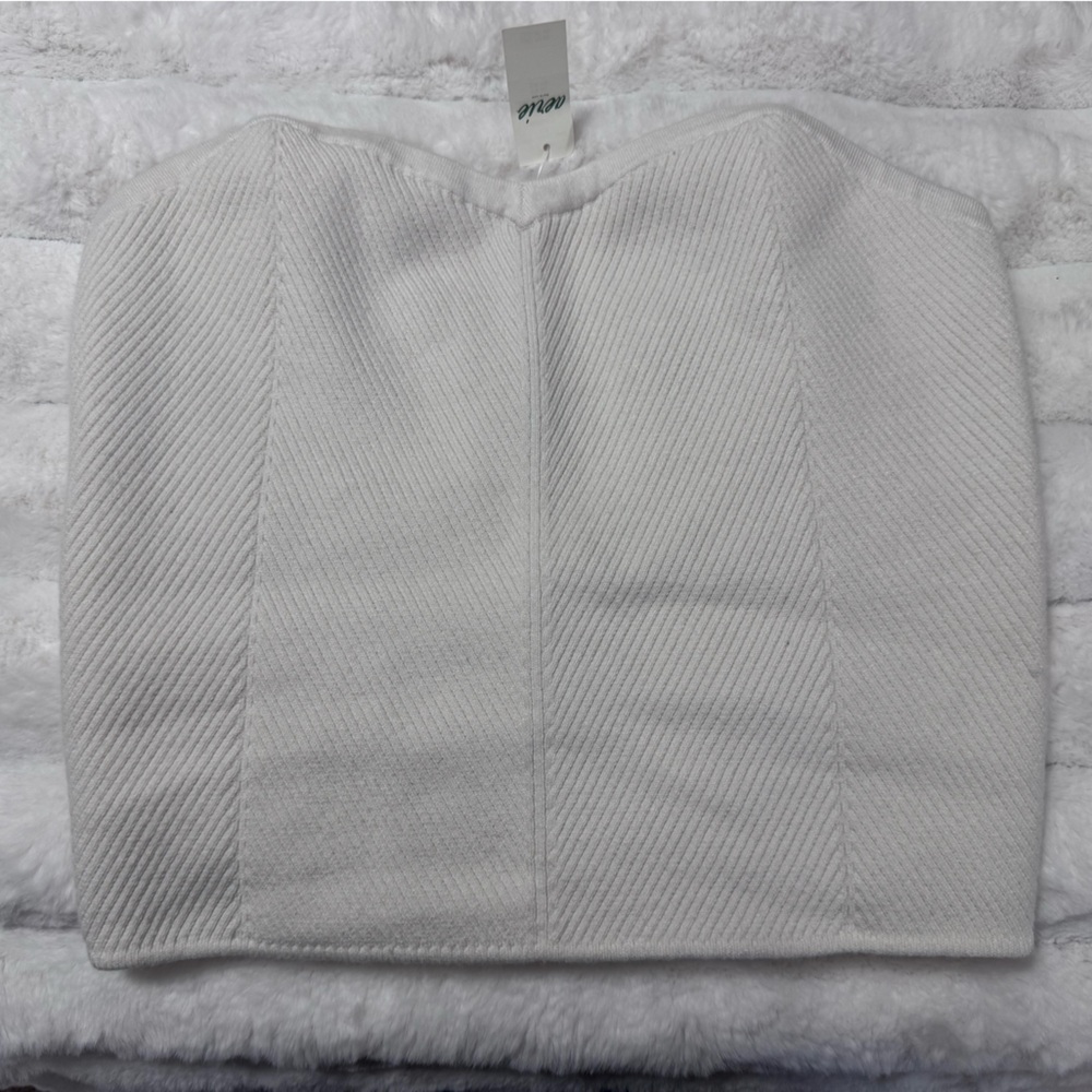Aerie White Strapless Sweater Top